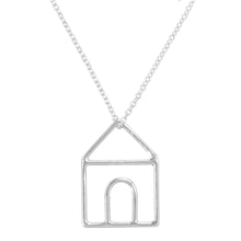 Load image into Gallery viewer, White gold chain necklace with house shaped pendant
