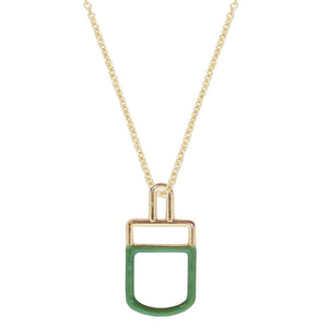 Gold chain necklace with pistachio ice pop pendant