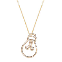 Load image into Gallery viewer, Gold chain necklace with light bulb shaped pendant
