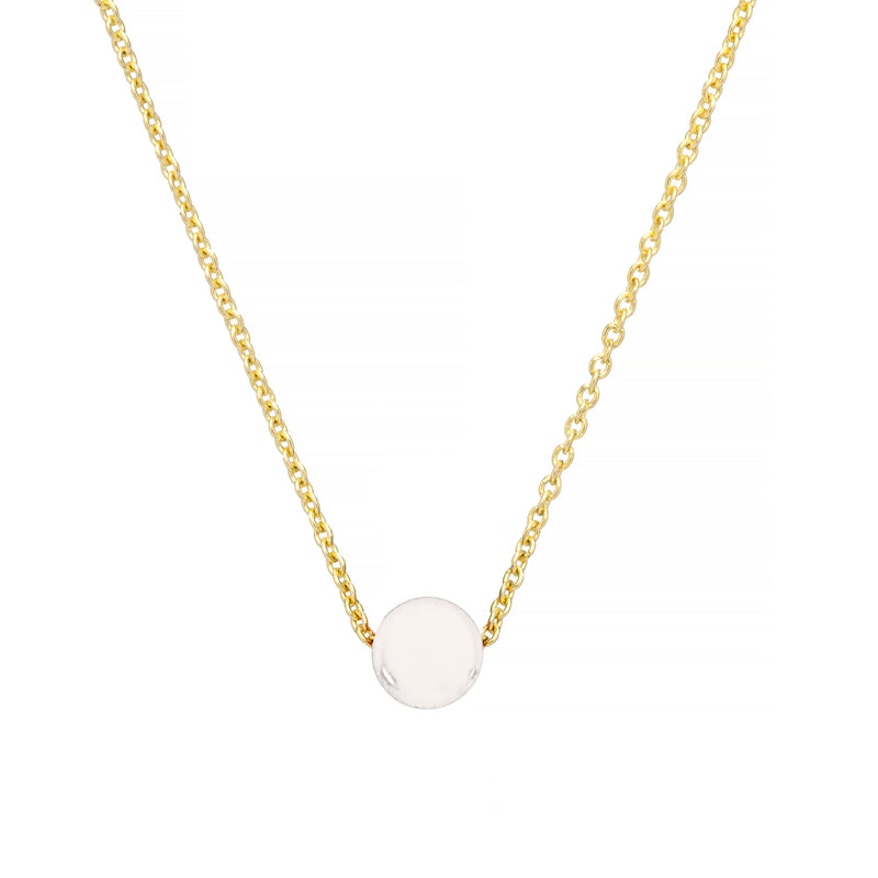 Gold chain necklace with a full moon shaped white coral