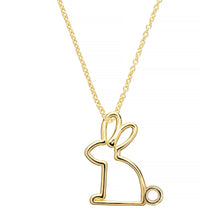 Load image into Gallery viewer, Gold chain necklace with small rabbit shaped pendant
