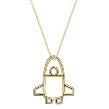 Load image into Gallery viewer, Gold chain necklace with space shuttle shaped pendant
