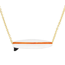 Load image into Gallery viewer, Gold chain necklace with surf shaped white coral pendant
