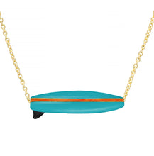 Load image into Gallery viewer, Gold chain necklace wih surf shaped turquoise pendant
