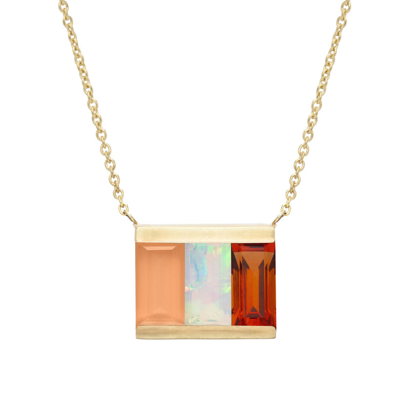 TRI BAGUETTE OPAL NECKLACE