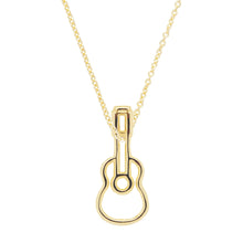 Load image into Gallery viewer, Gold chain necklace with ukulele shaped pendant
