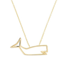 Load image into Gallery viewer, Gold chain necklace with a whale shaped pendant
