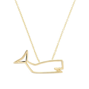 Gold chain necklace with a whale shaped pendant