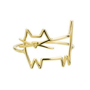 Cat shaped gold ring