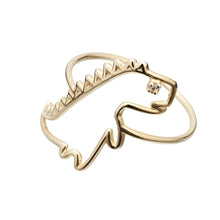 Load image into Gallery viewer, Dinosaur shaped gold ring with small diamond
