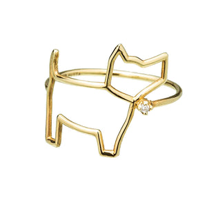 Gold dog shaped ring and small diamond