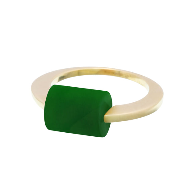 DECO CILINDRO GREEN AGATE RING