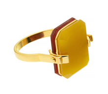 Load image into Gallery viewer, DECO SANDWICH CARNELIAN + YELLOW JADE RING
