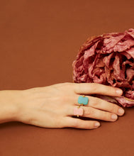 Load image into Gallery viewer, DECO SANDWICH BLUE JADE + AMAZONITE RING

